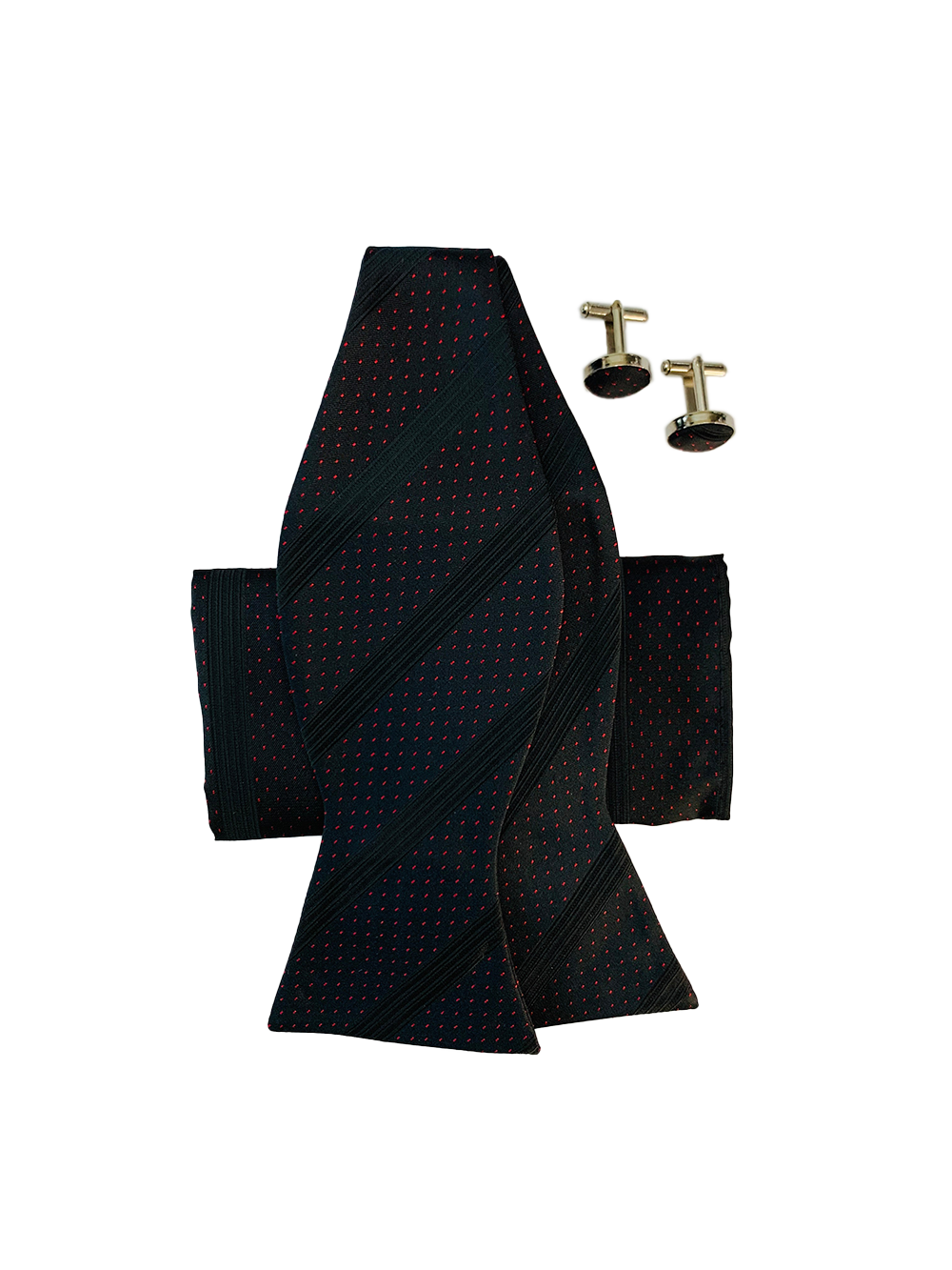 Bow Tie, Pocket Square & Cuff Links Set