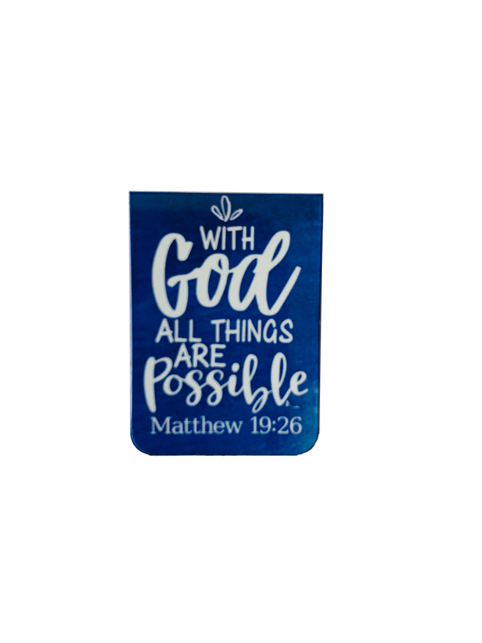 Christian Magnetic Bookmark (Matthew 19:26)