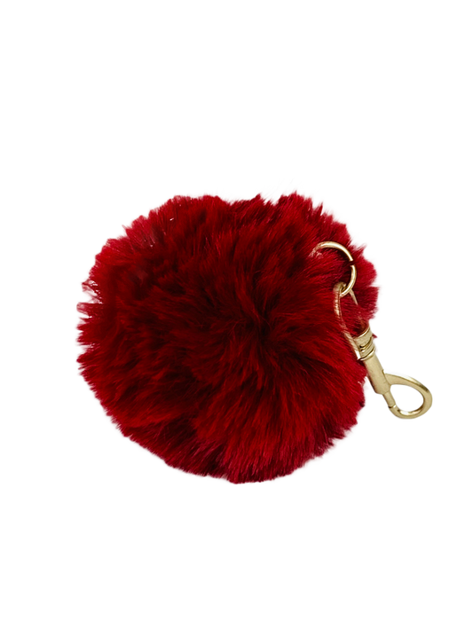 Keychain - Burgundy Pom Pom